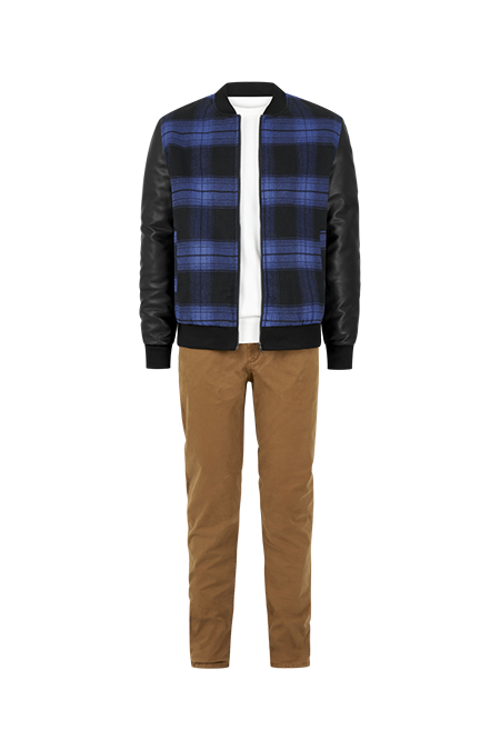 Blue Plaid Bomber Jacket