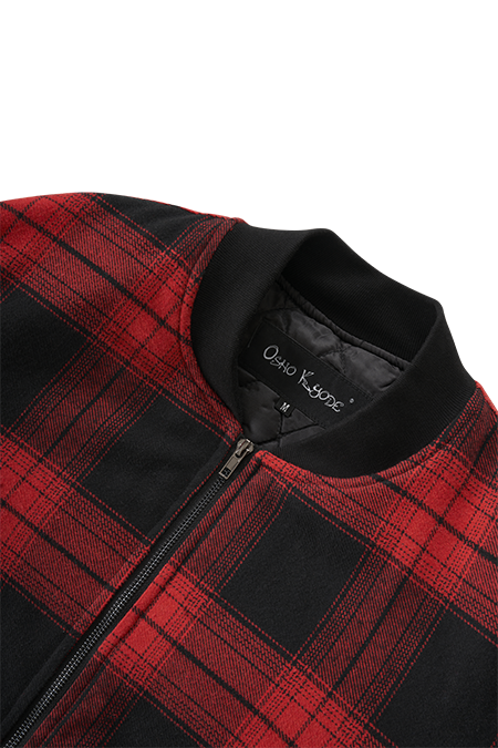 Red Plaid Bomber Jacket