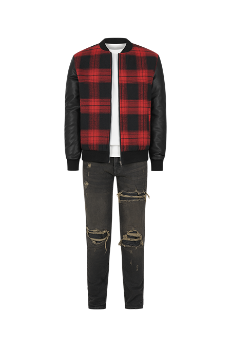 Red Plaid Bomber Jacket